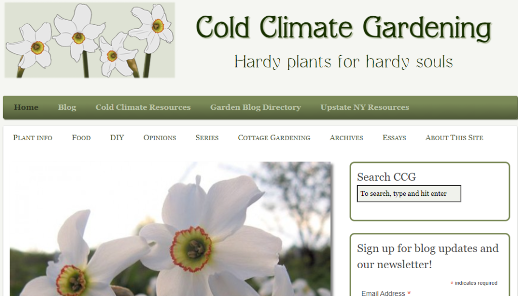 Cold Climate Gardening is the go-to blog for gardeners dealing with chilly environments. Created by Kathy Purdy, this niche-specific site offers expert advice on growing plants in cold climates, including tips on suitable plants, vegetable gardening, and DIY projects. It’s perfect for those seeking specialized information tailored to colder conditions.